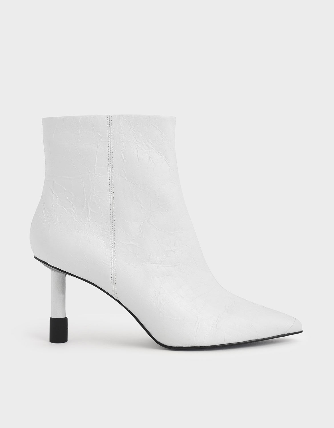 White Stiletto Heel Ankle Boots 