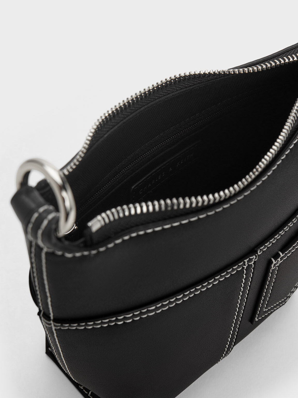 Anthea Contrast-Trim Shoulder Bag, Black, hi-res