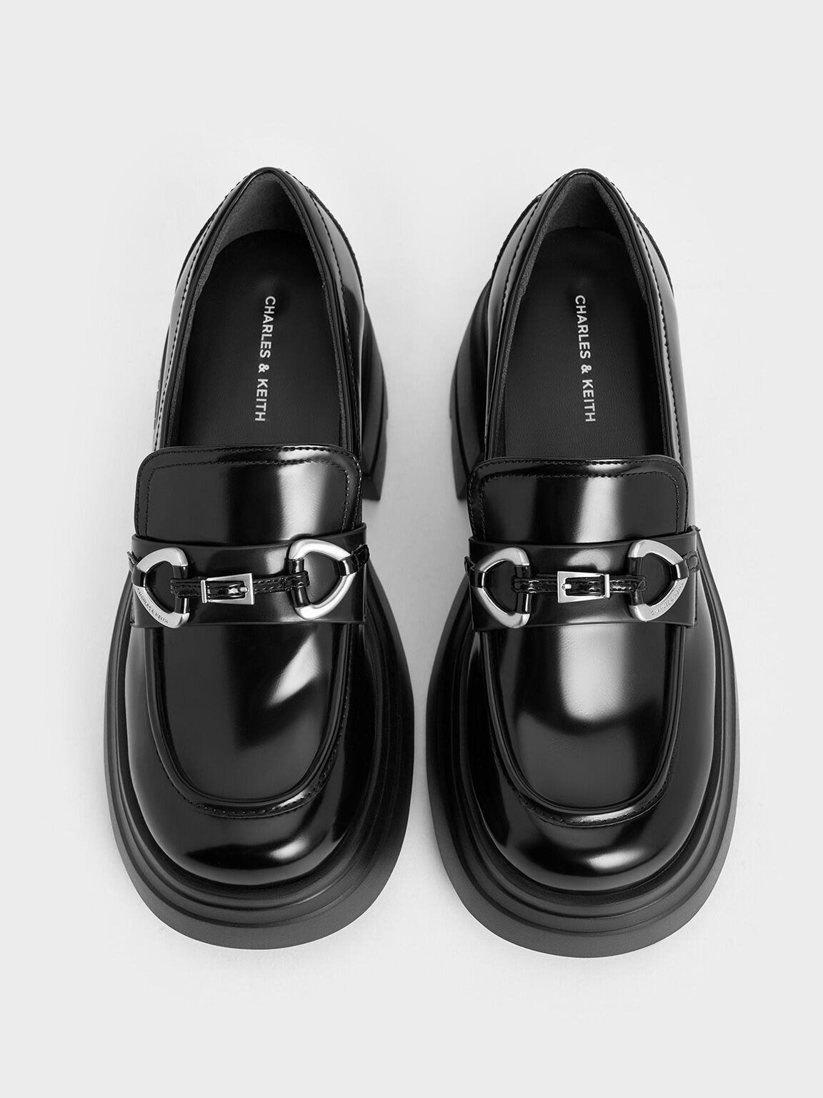 Metallic-Accent Chunky Platform Loafers, Black Box, hi-res