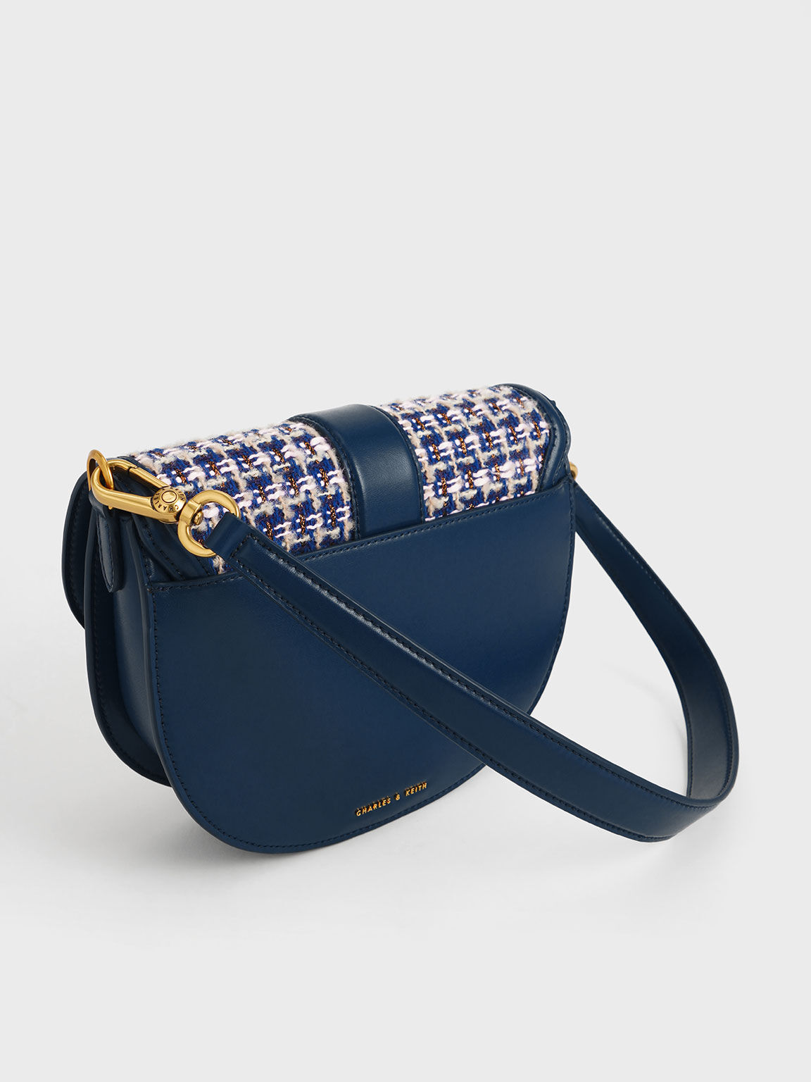 Gabine Tweed Saddle Bag, Navy, hi-res