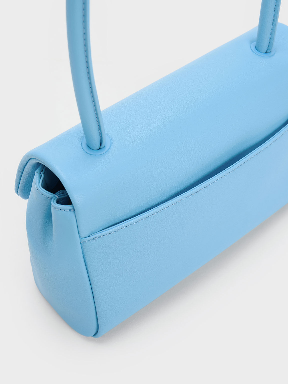 Curved Handle Shoulder Bag - Blue