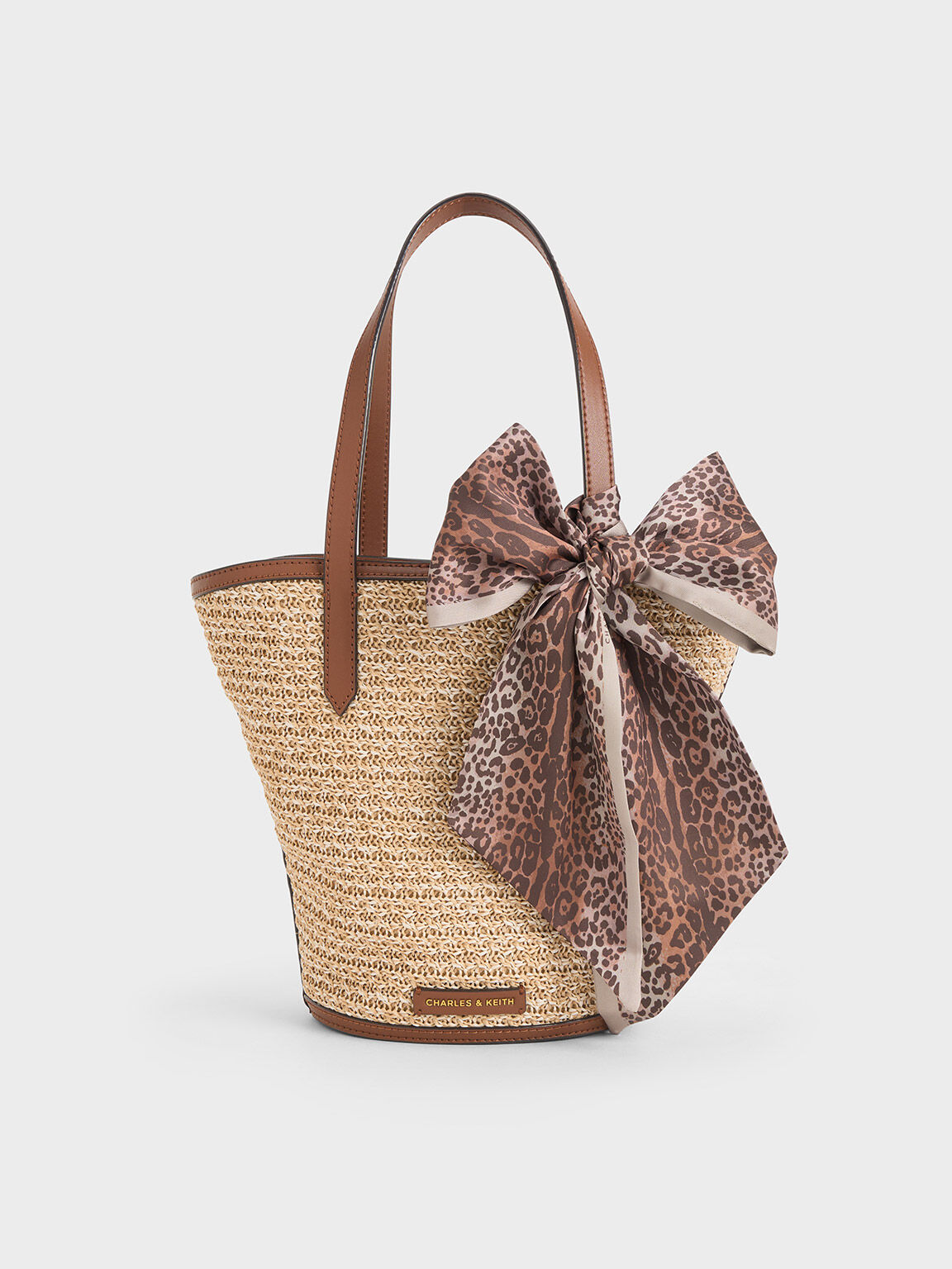 Sianna Raffia Scarf-Print Tote Bag, Camel, hi-res