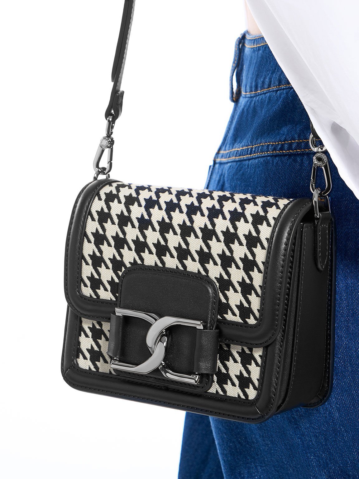 Kate Spade Darcy Woven Houndstooth Flap Chain Crossbody/ Shoulder Bag,  Wallet 
