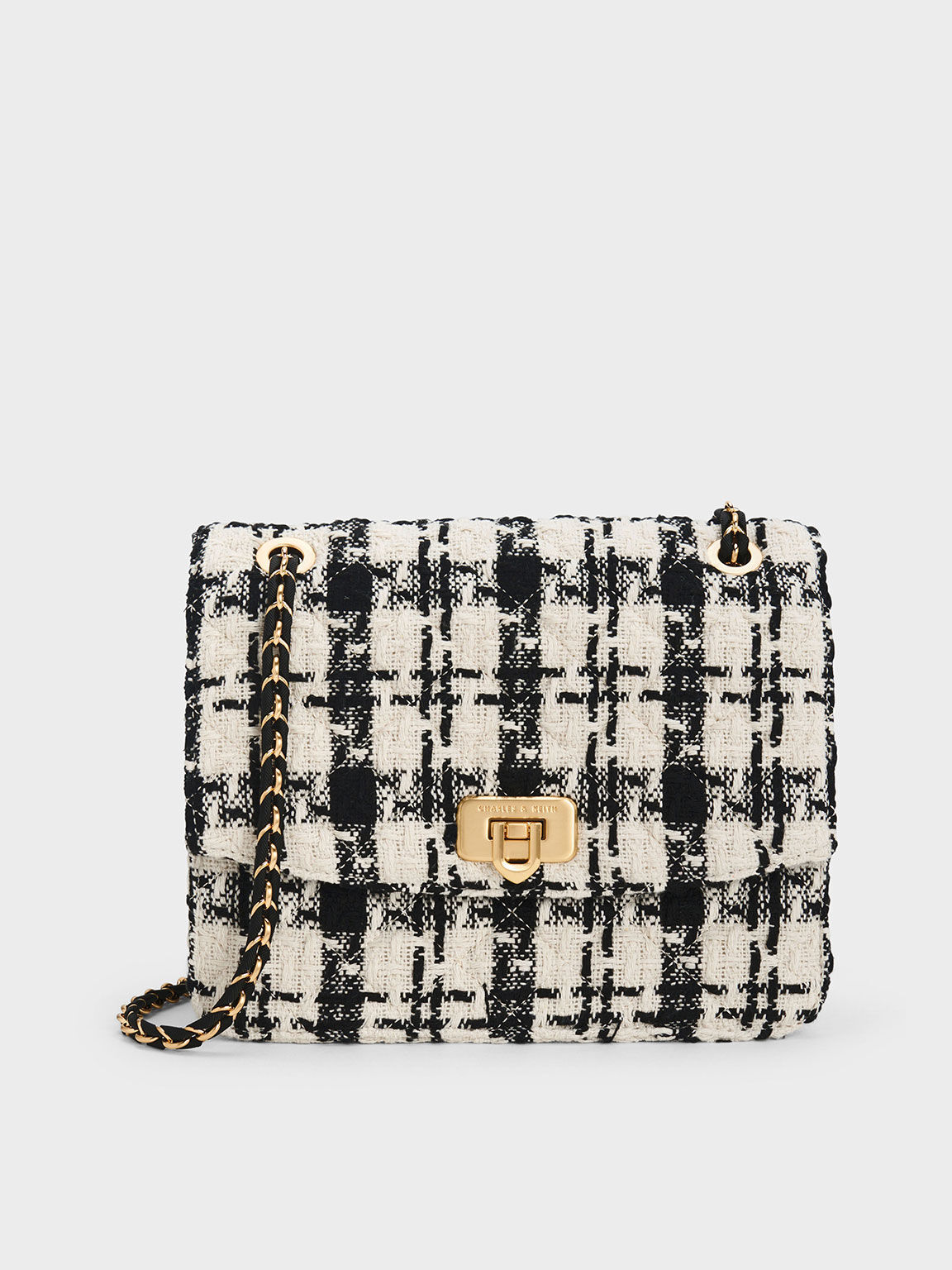 Color Block Plaid Mini Square Women's Shoulder Bag With Chain Strap And  Buckle Lock, Crossbody Bag