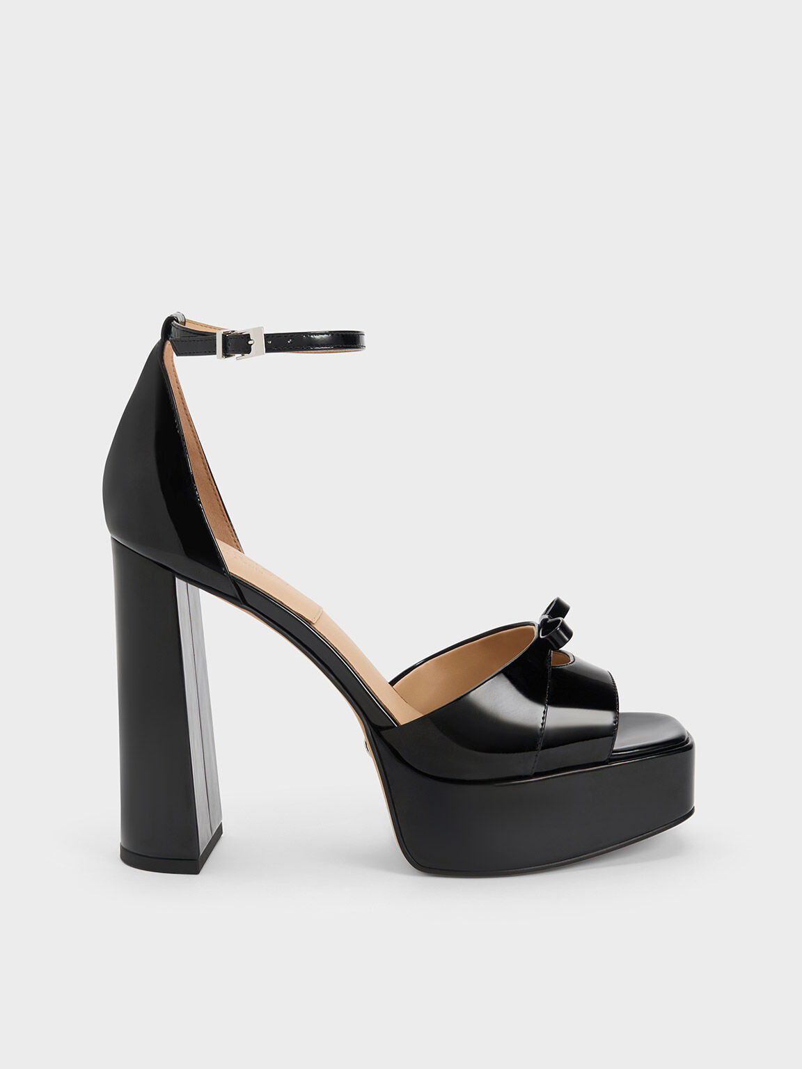Black Verona Patent Leather Platform Sandals - CHARLES & KEITH US