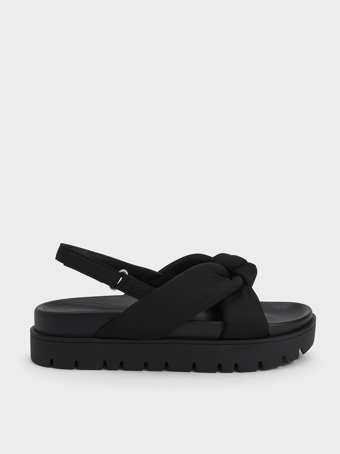 Black Nylon Knotted Flatform Sandals - CHARLES & KEITH US