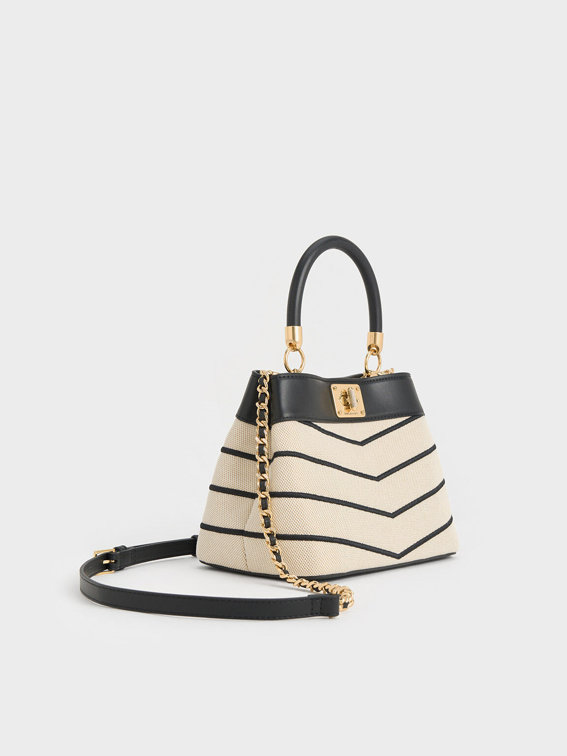 Eleni Canvas Chevron Top Handle Bag, Multi, hi-res