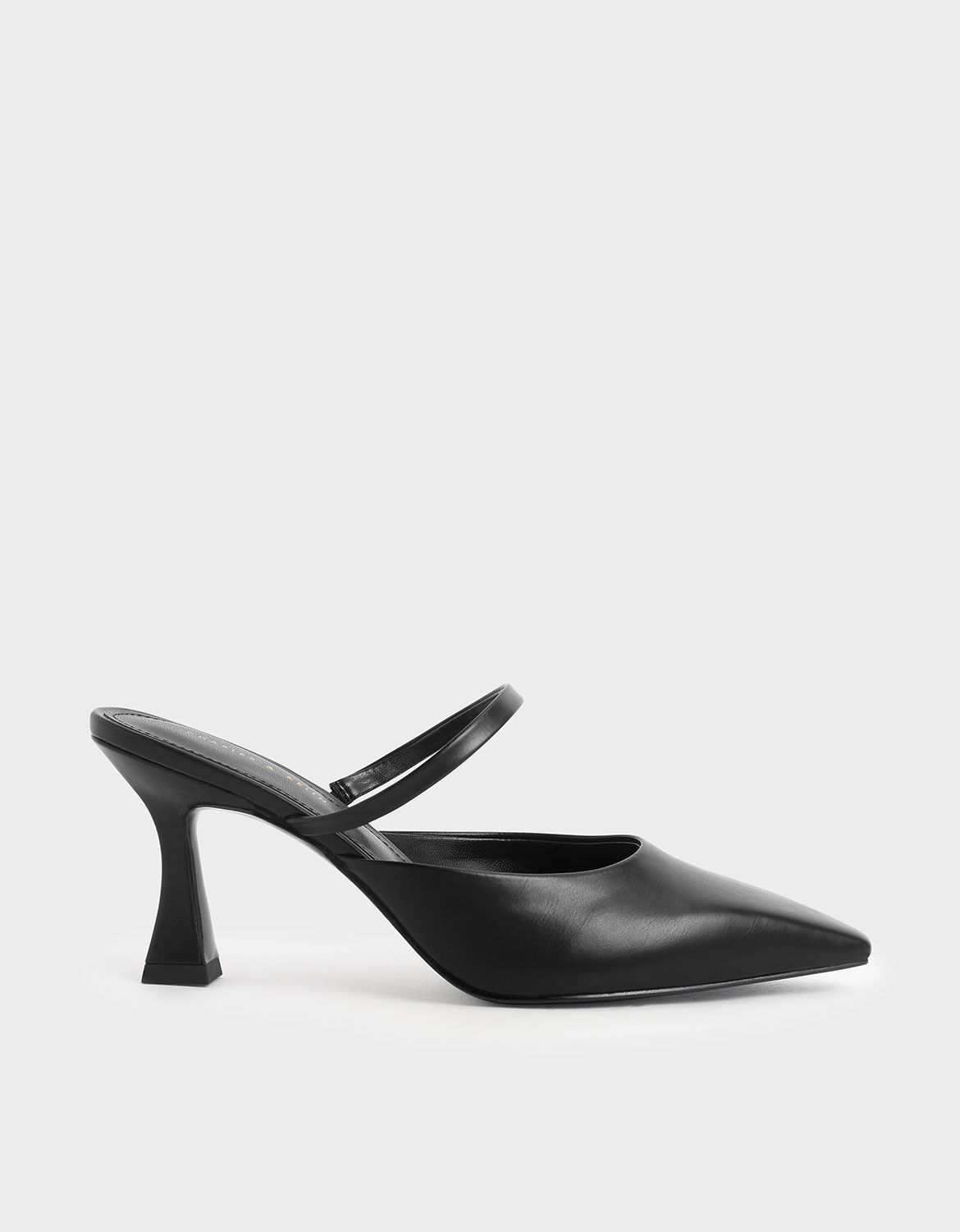 Black Sculptural Heel Mules | CHARLES 