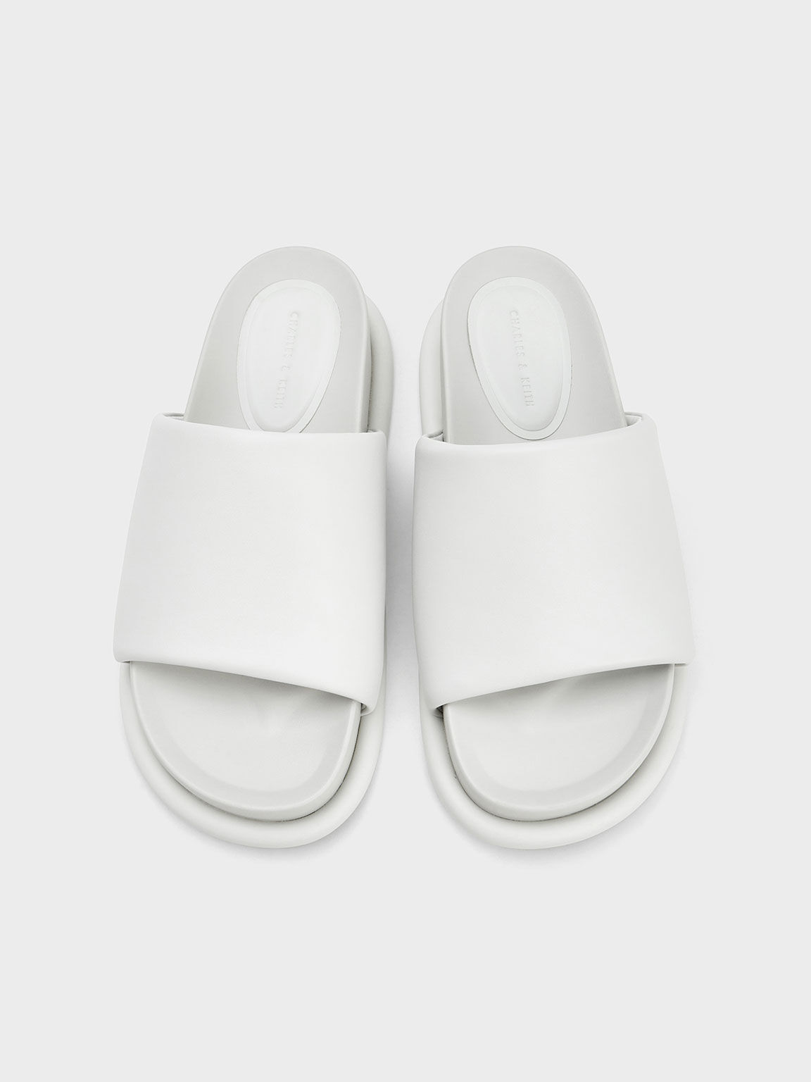 Padded Strap Slide Sandals, White, hi-res