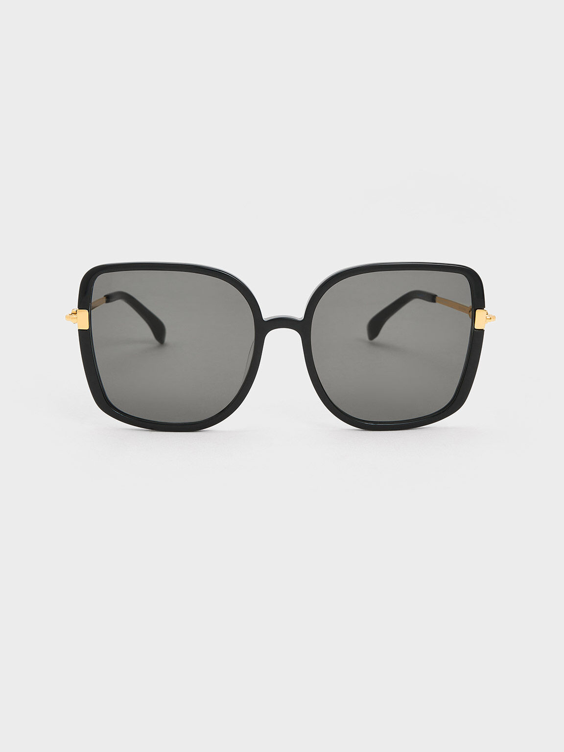 Oversized Square Chain-Link Sunglasses - Black