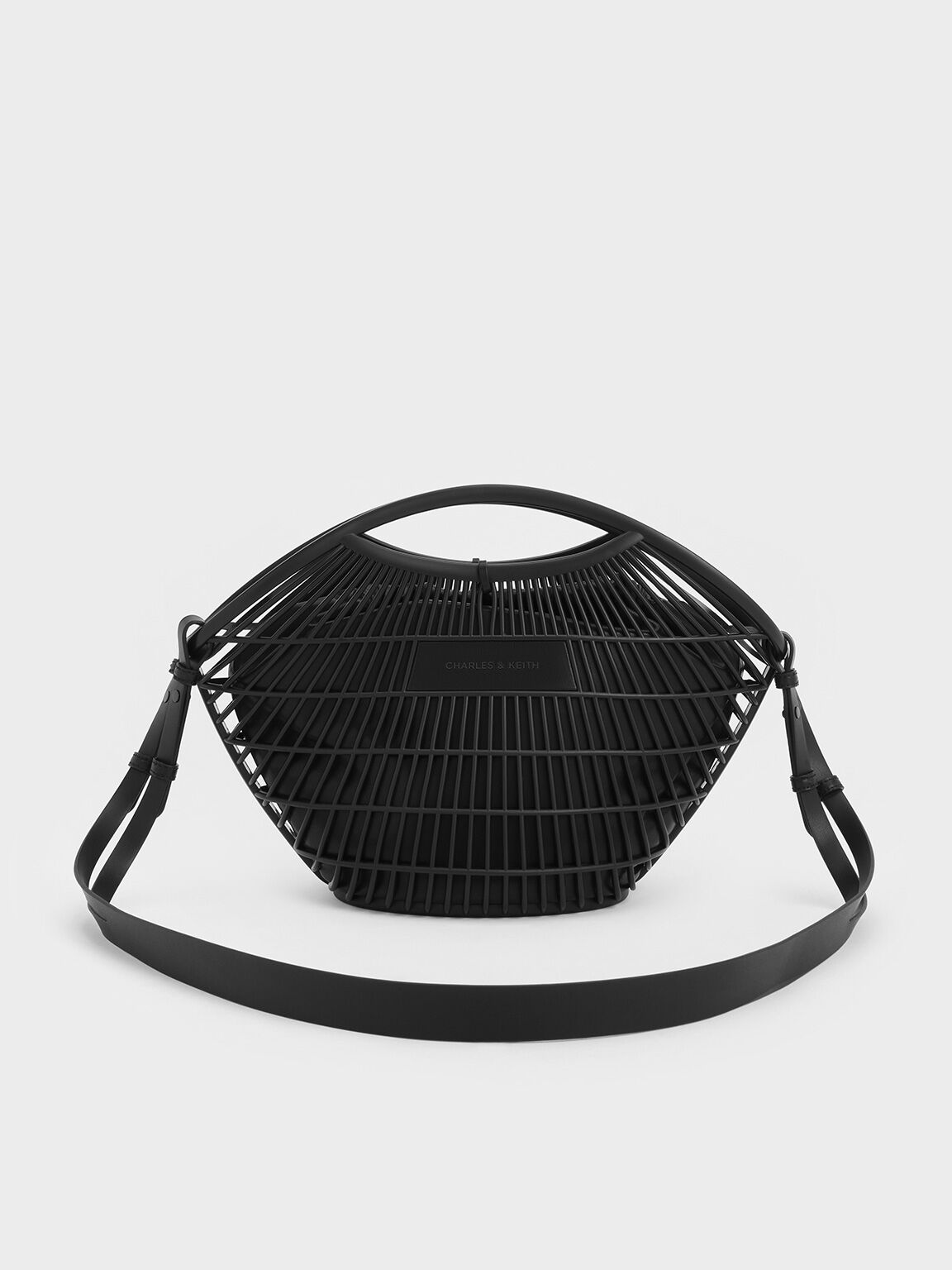 Calypso Fan Curved-Handle Bag, Jet Black, hi-res