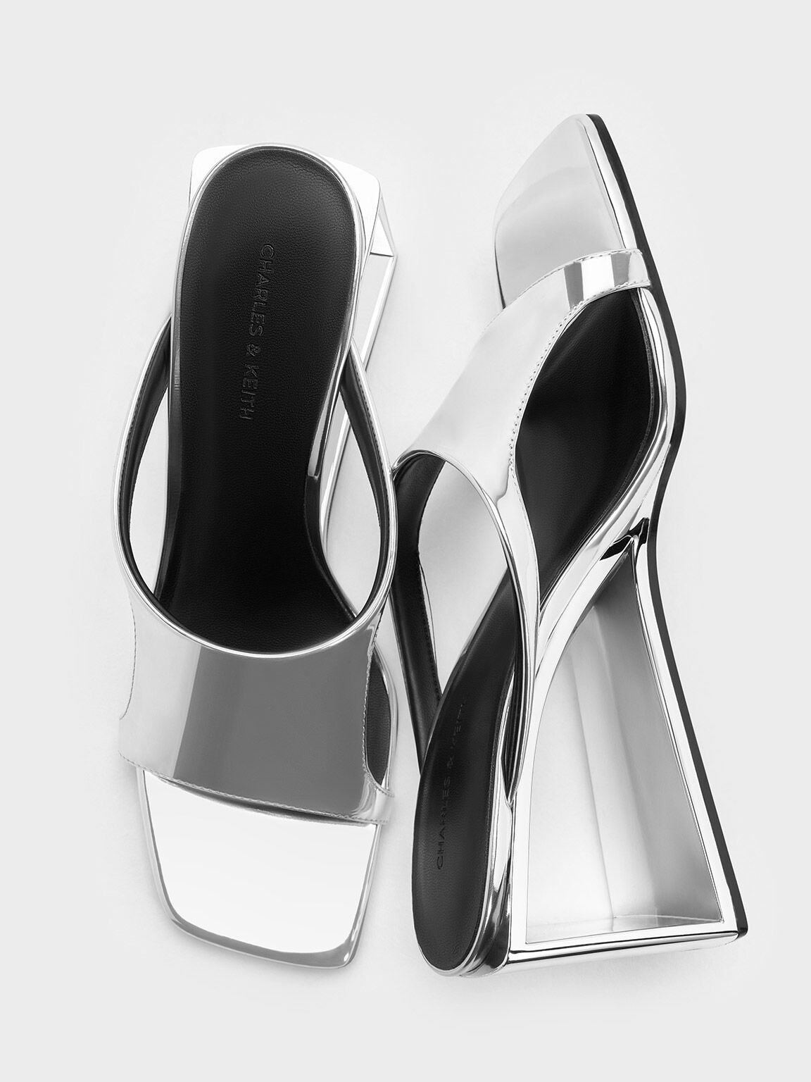 Xeli 鏤空楔型拖鞋, 銀色, hi-res