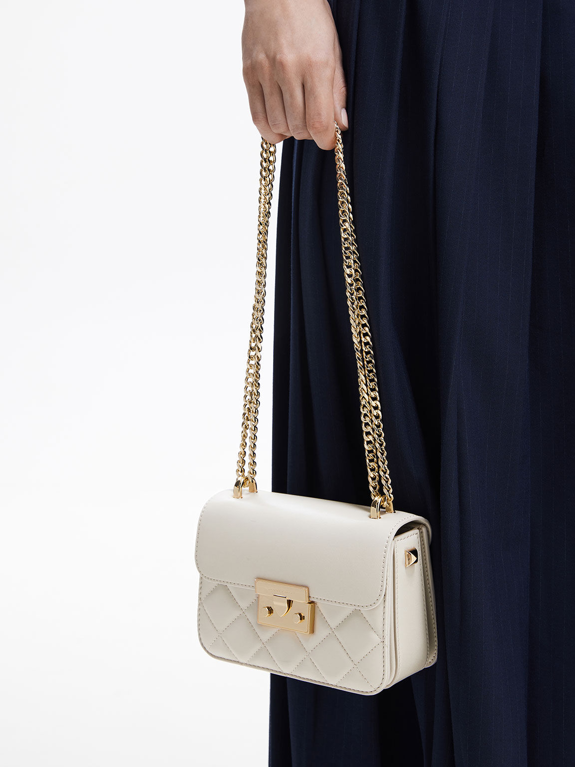 charles and keith white sling bag