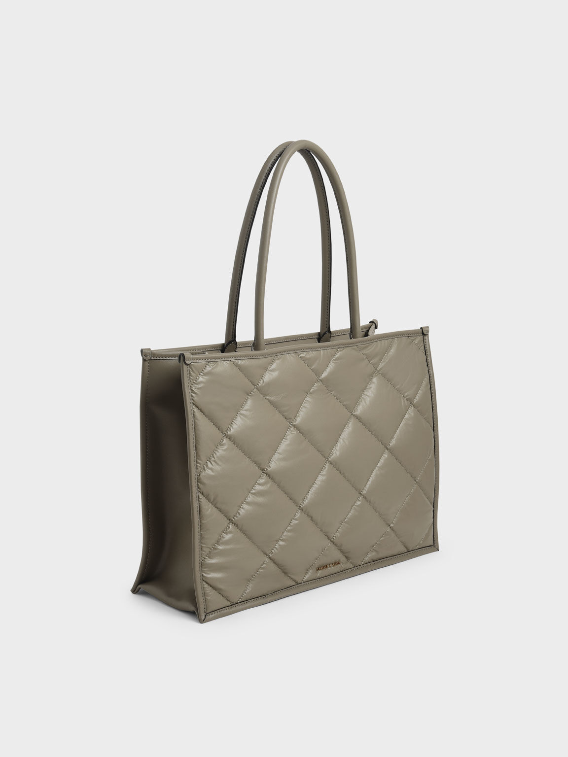 Taupe Celia Double Handle Quilted Tote Bag - CHARLES & KEITH International