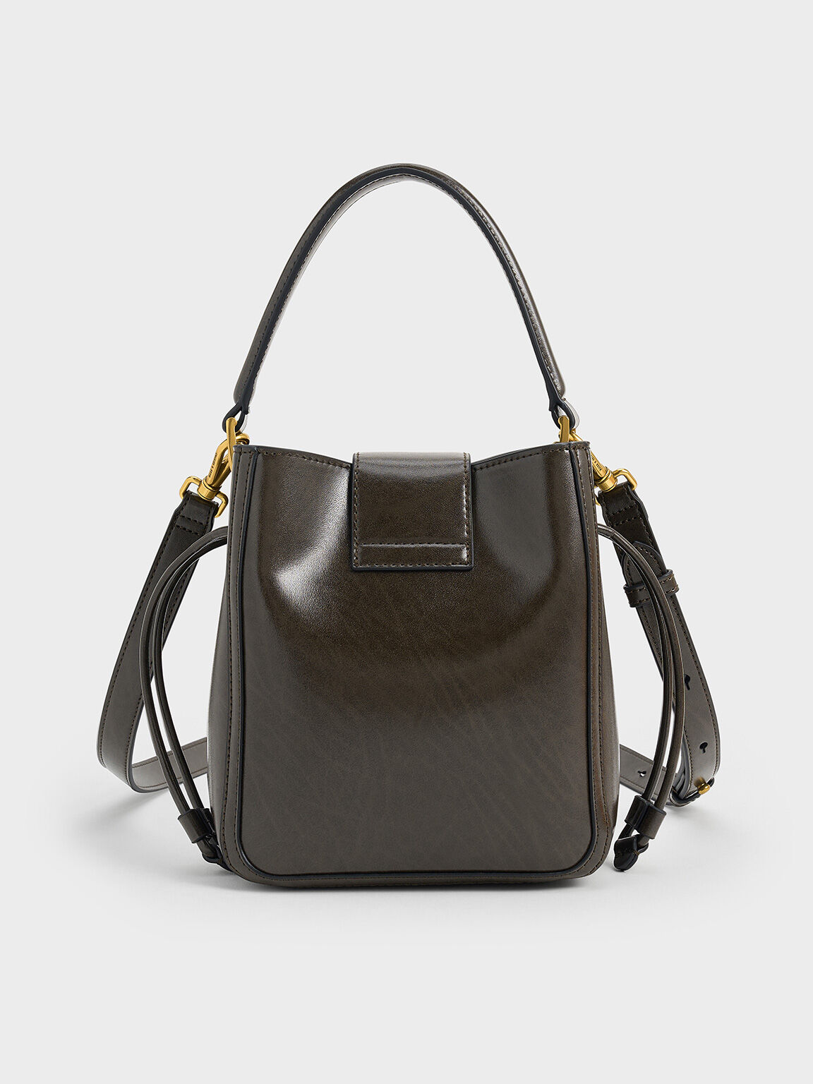 Charlot Elongated Bucket Bag, Dark Moss, hi-res