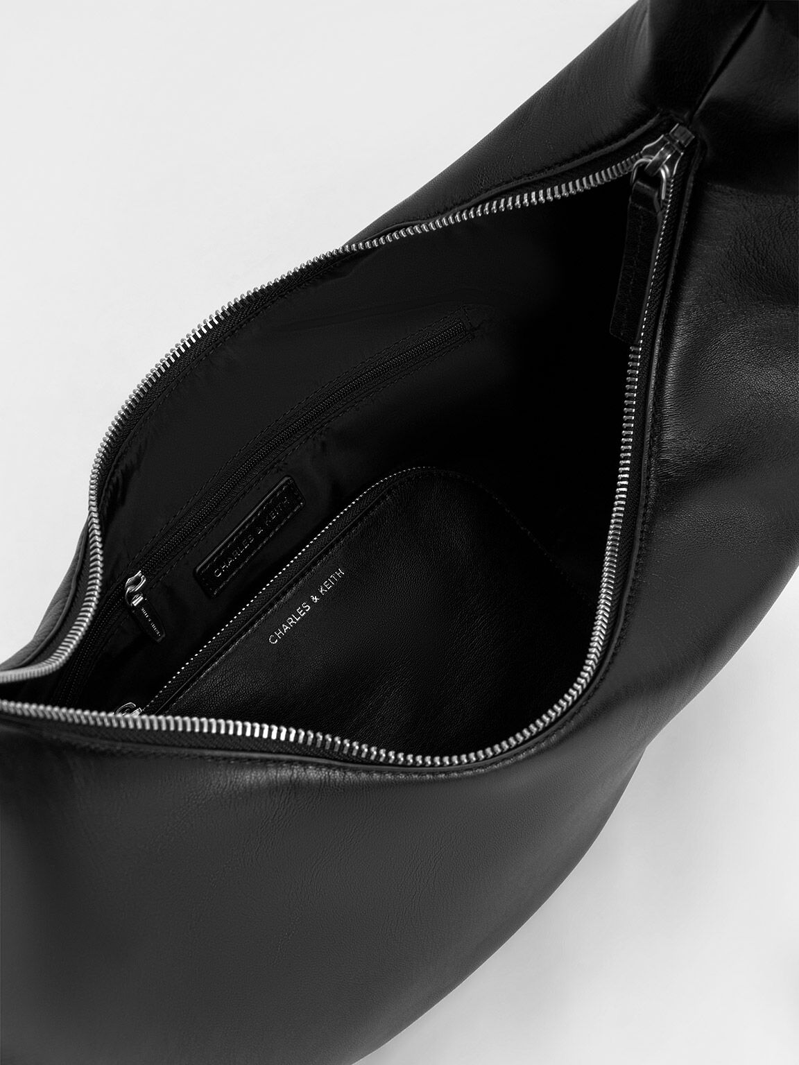 Bolso hobo curvo Toni con nudos, Noir, hi-res