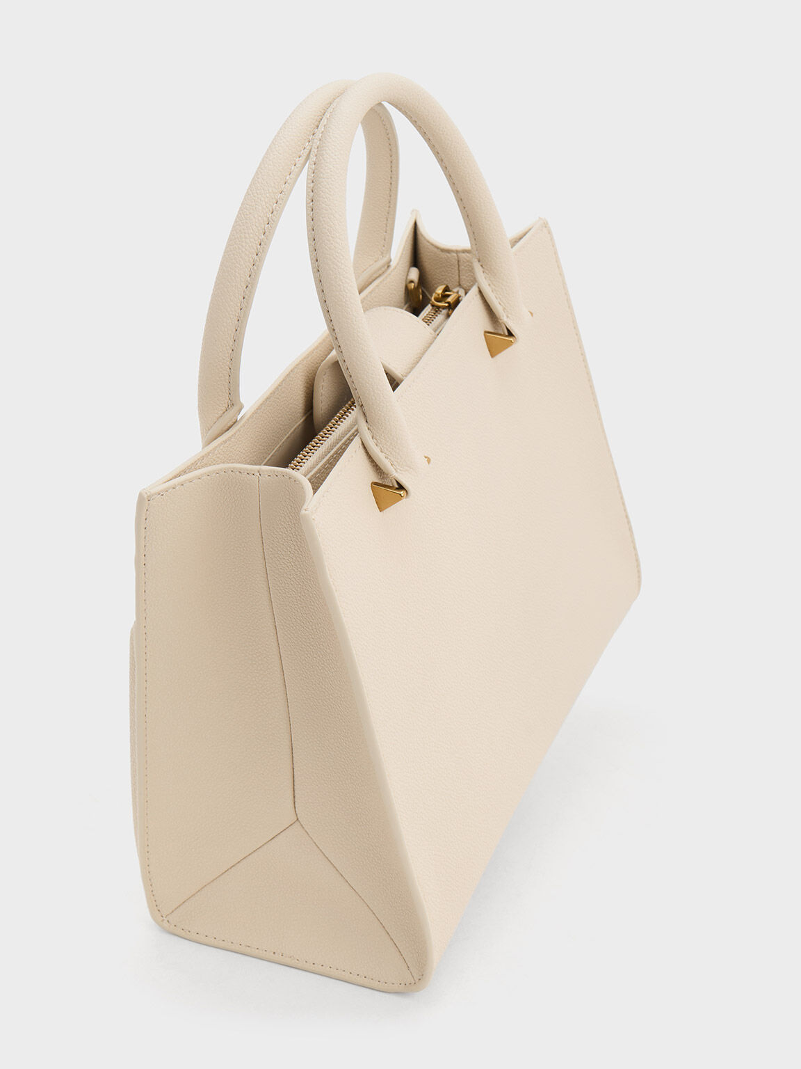 Charles & Keith Anwen Structured Tote Bag in Natural