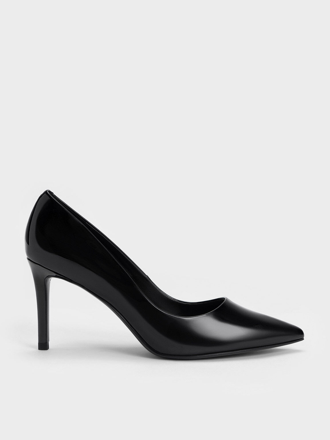 Black Patent Emmy Patent Pointed Toe Stiletto Pumps CHARLES  