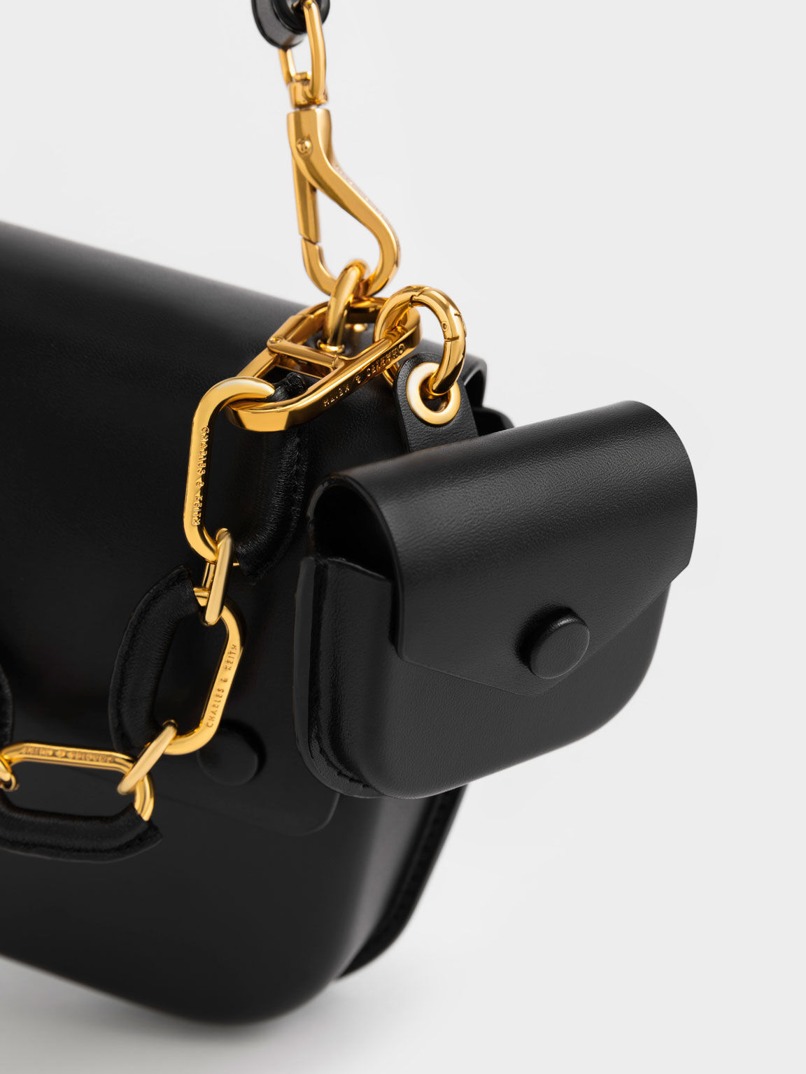 Black Amber Chain Handle Push-Lock Handbag - CHARLES & KEITH AU