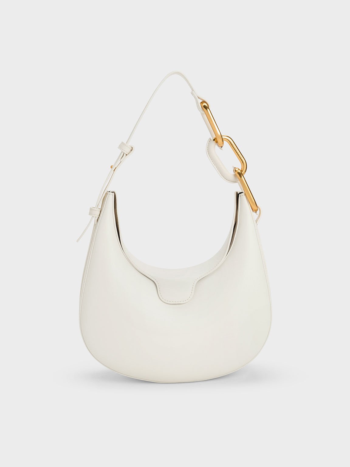 Charles & Keith - Women's Chain Handle Shoulder Bag, White, M