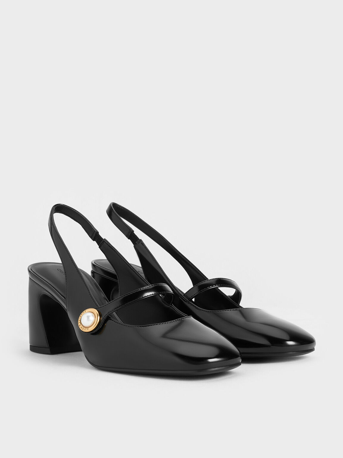 Pearl-Accent Mary Jane Pumps, Black Box, hi-res