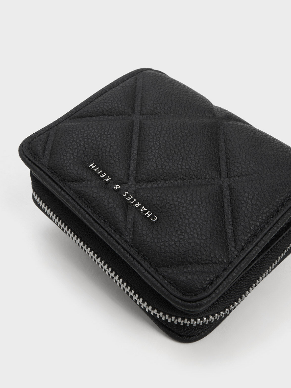 Anwen Quilted Zip-Around Wallet, Noir, hi-res