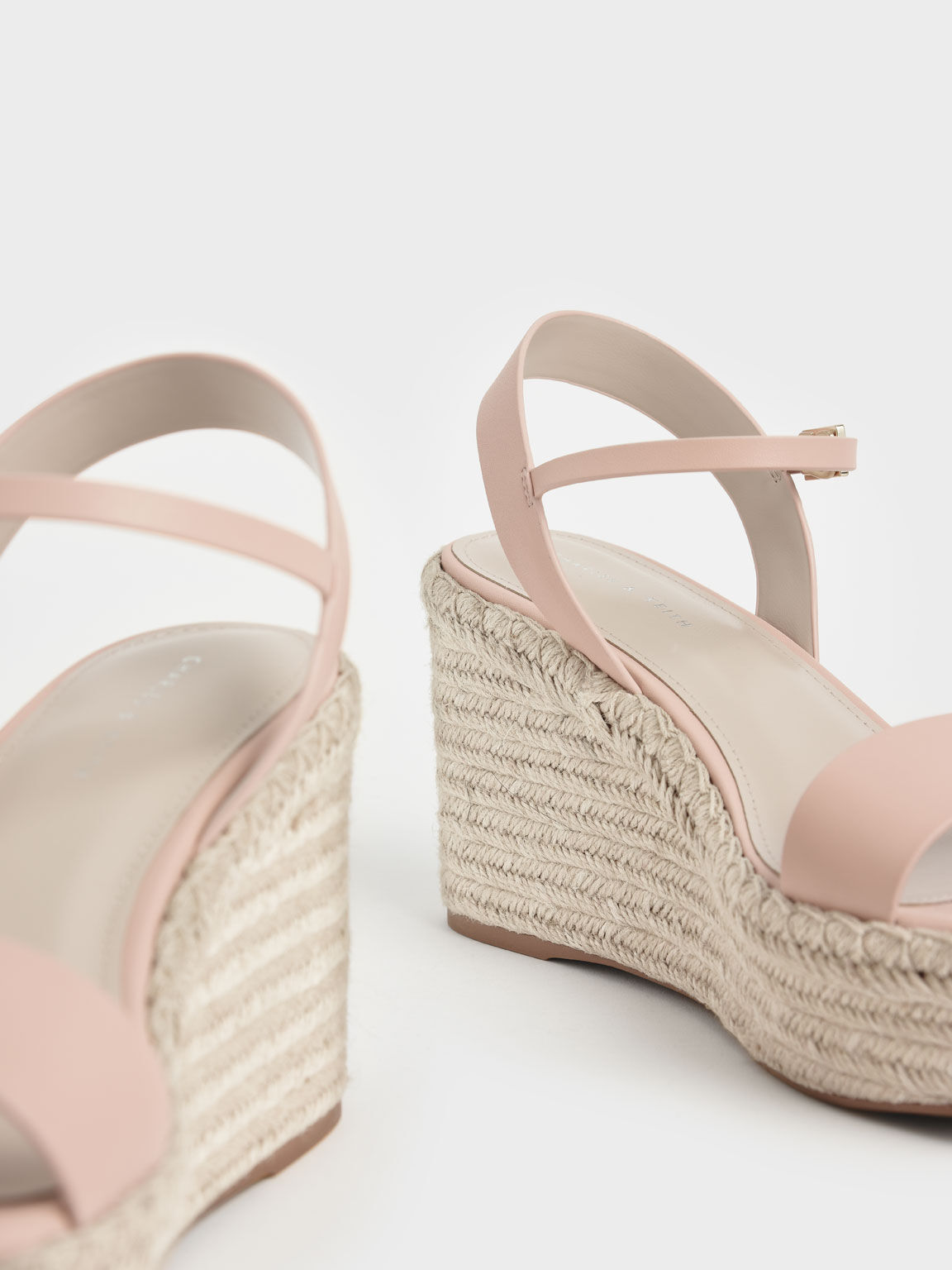Nude Ankle Strap Espadrille Wedges - CHARLES & KEITH International