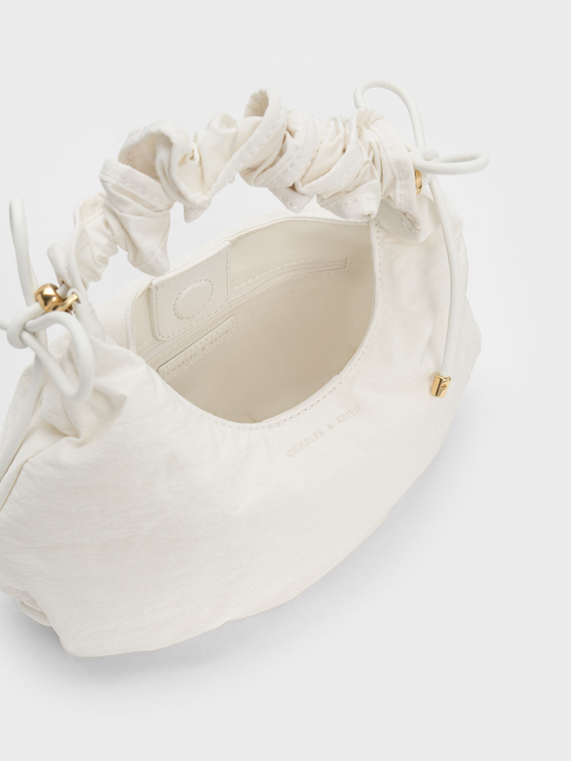 White Maisy Ruched Nylon Bag - CHARLES & KEITH US