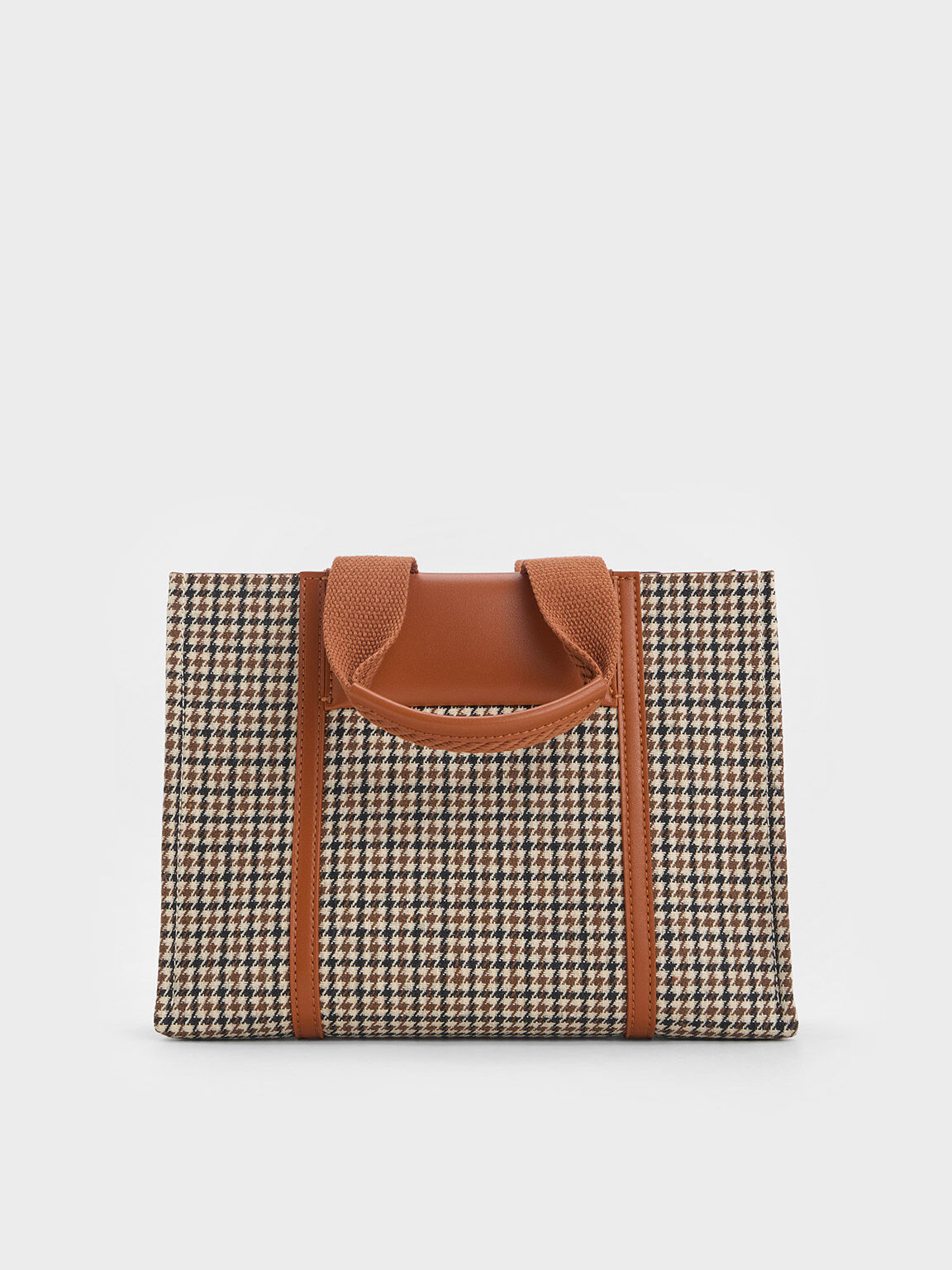 Mini Shalia Checkered Tote Bag, Cognac, hi-res