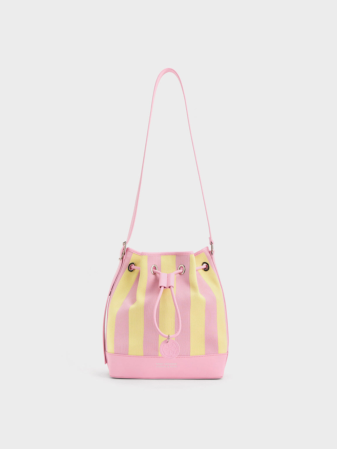 Striped Bucket Bag, Yellow, hi-res