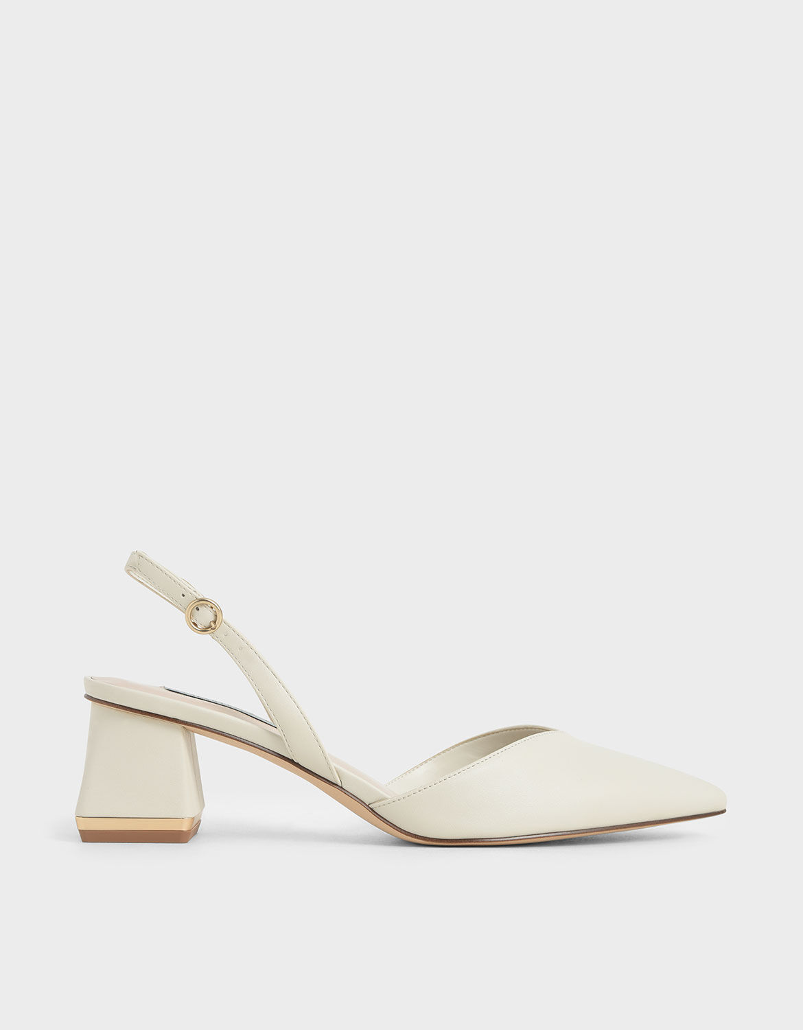 Chalk Open Toe Ankle Strap Block Heel Sandals - CHARLES & KEITH CO