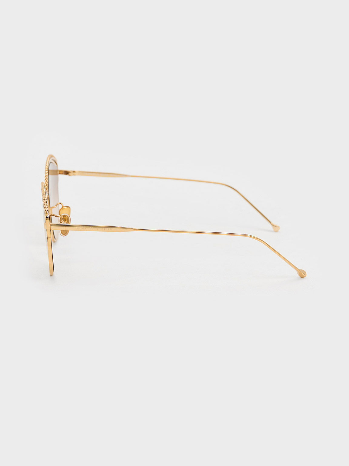 Gold Braided Wire-Frame Cateye Sunglasses - CHARLES & KEITH US