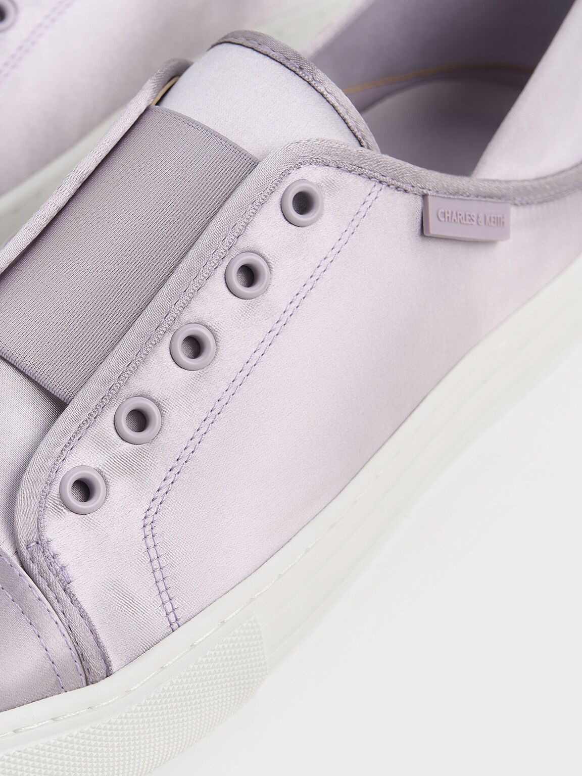 Satin Slip-On Sneakers, Lilac, hi-res