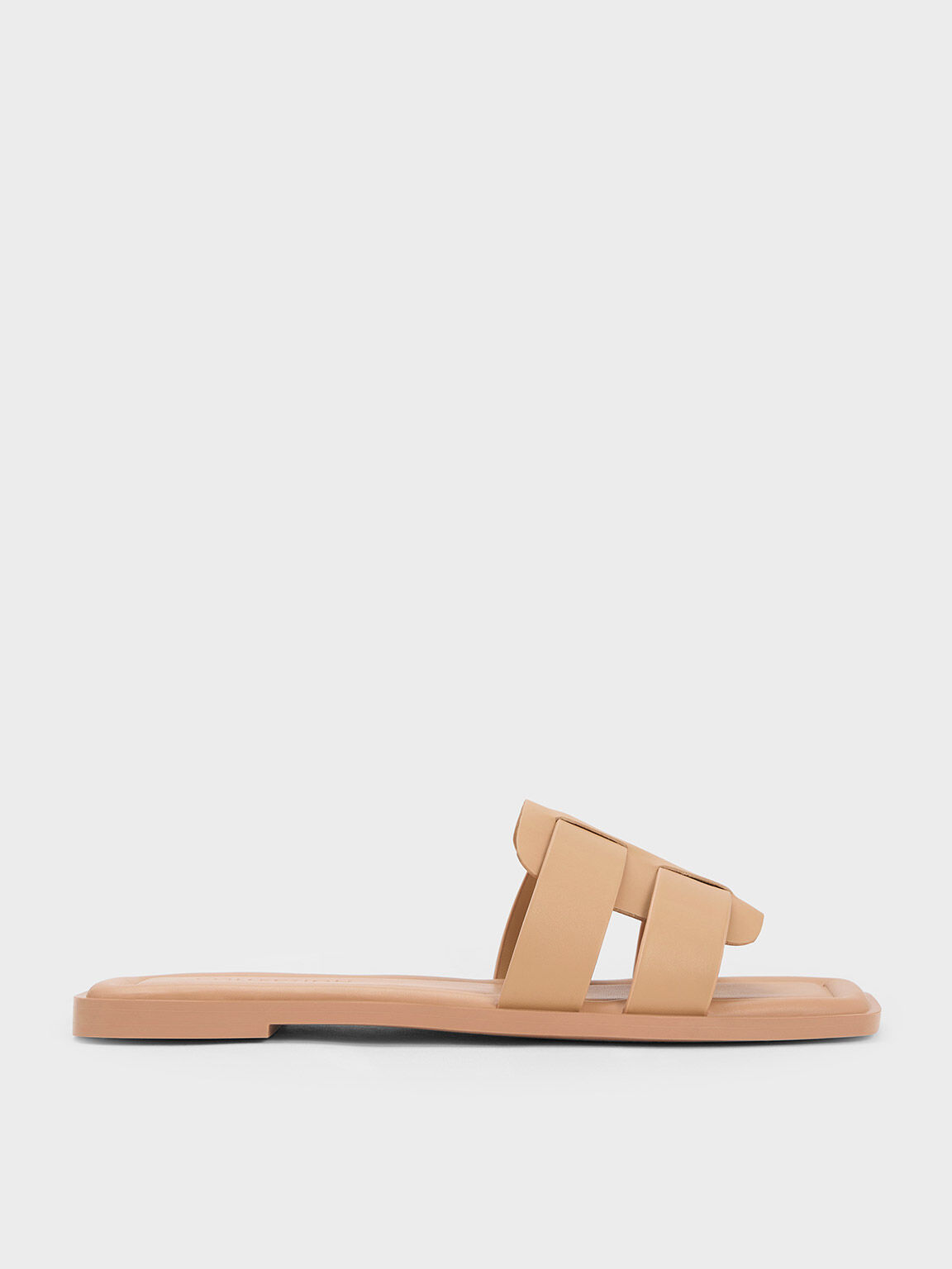 Nude Trichelle Interwoven Leather Slide Sandals - CHARLES & KEITH OM