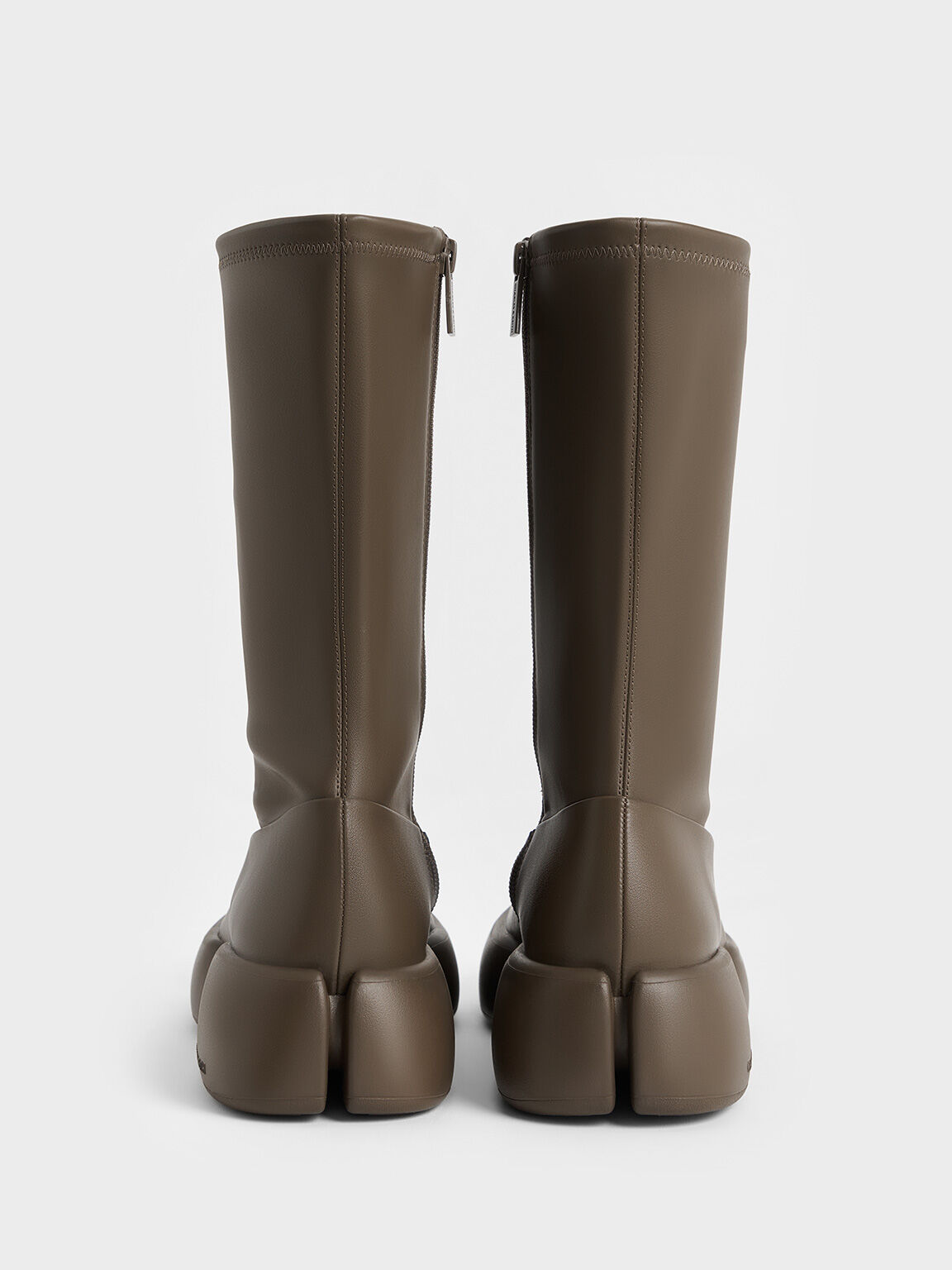 Jamie Side-Zip Platform Calf Boots, Dark Brown, hi-res