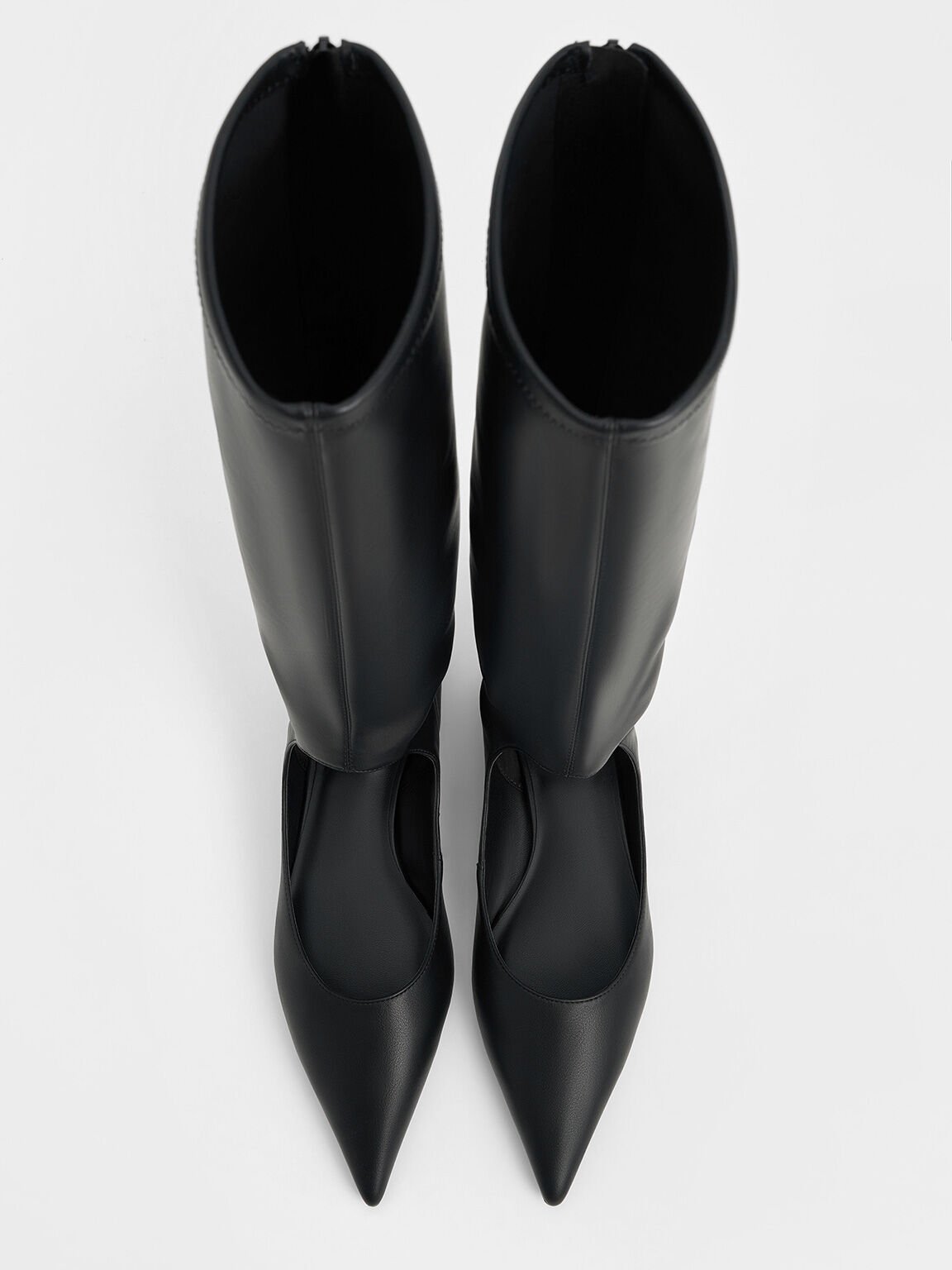 Robbie Cut-Out Pointed-Toe Knee-High Boots, Black, hi-res