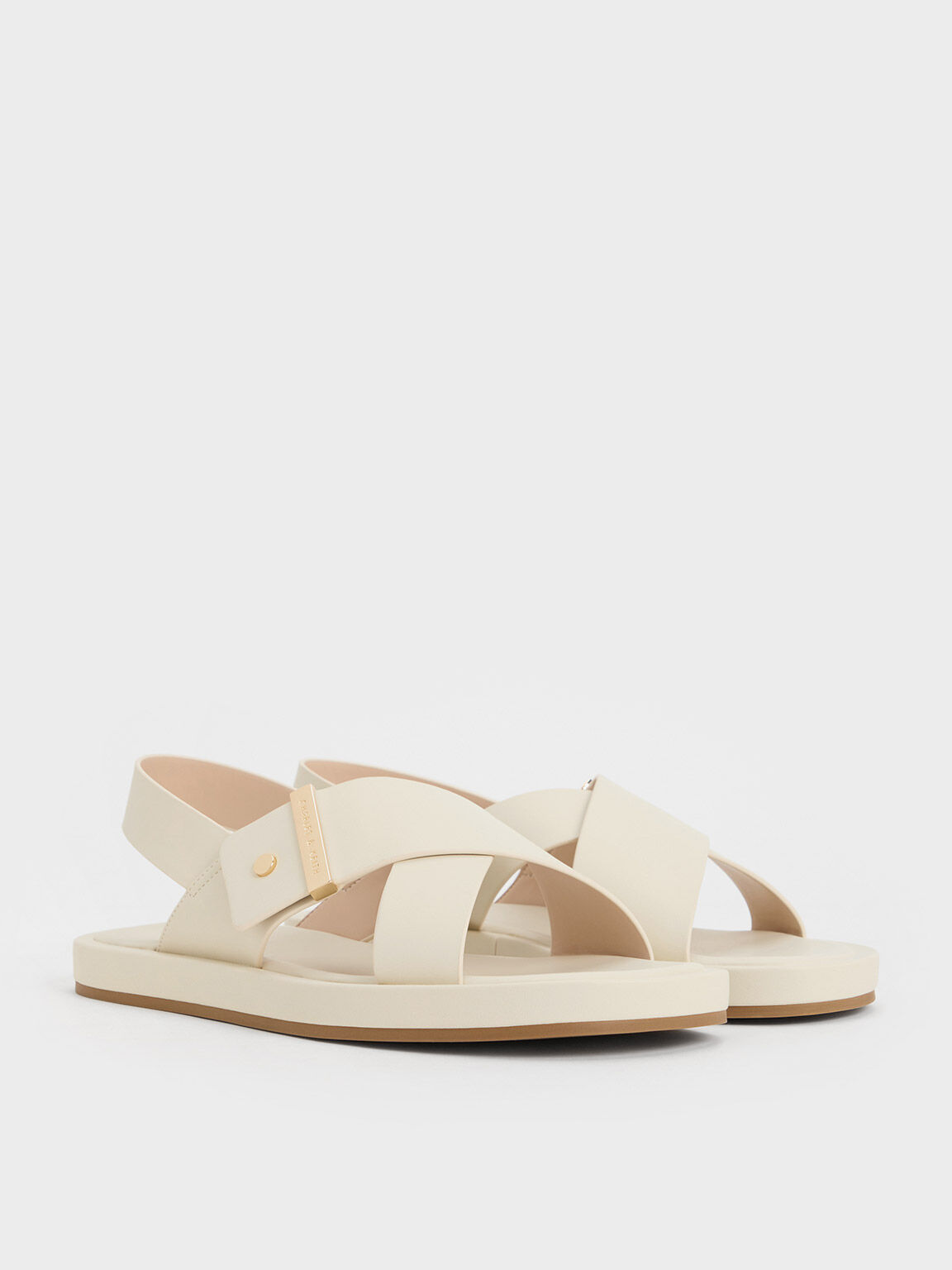 Crossover Back Strap Sandals, Chalk, hi-res