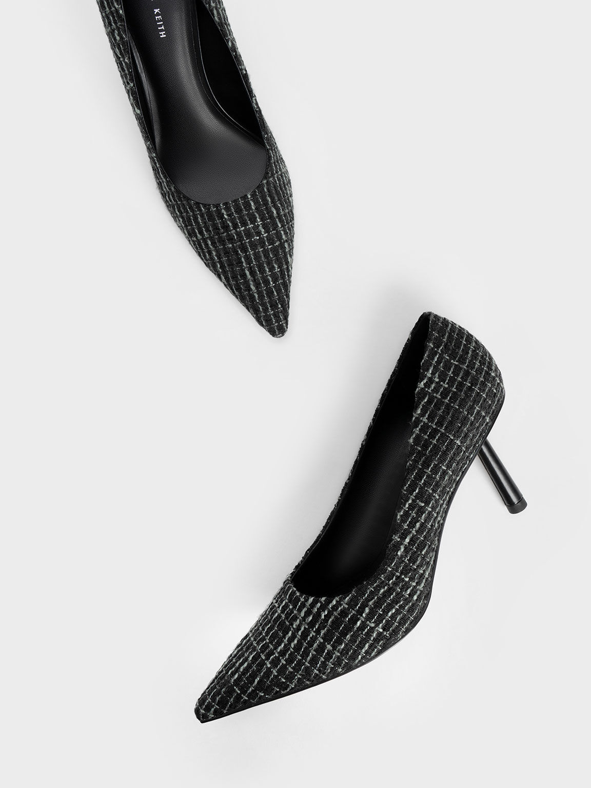 Tweed Pointed-Toe Cylindrical Heel Pumps, Multi, hi-res