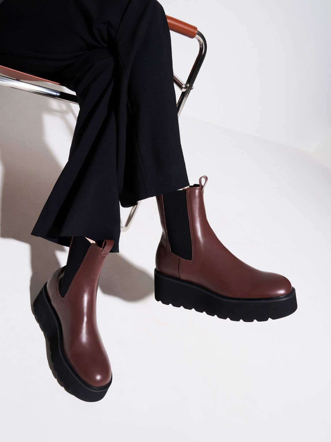 burgundy platform ankle boots