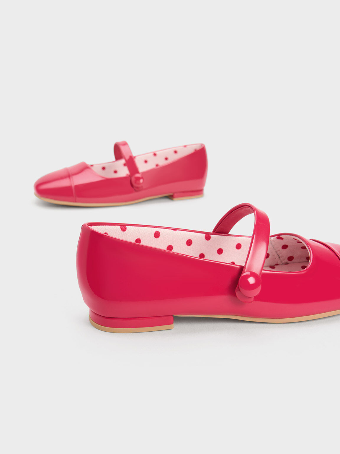 Girls' Patent Mary Jane Flats, Pink, hi-res