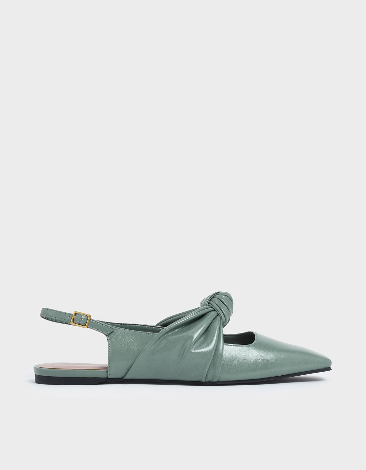 Green Knotted Mary Jane Strap Slingback 