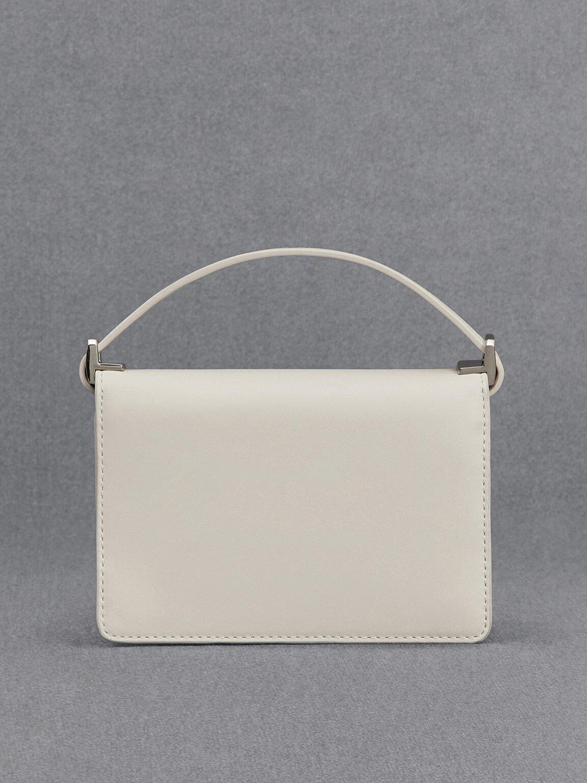 Bolso estructurado rectangular de cuero, Blanco, hi-res