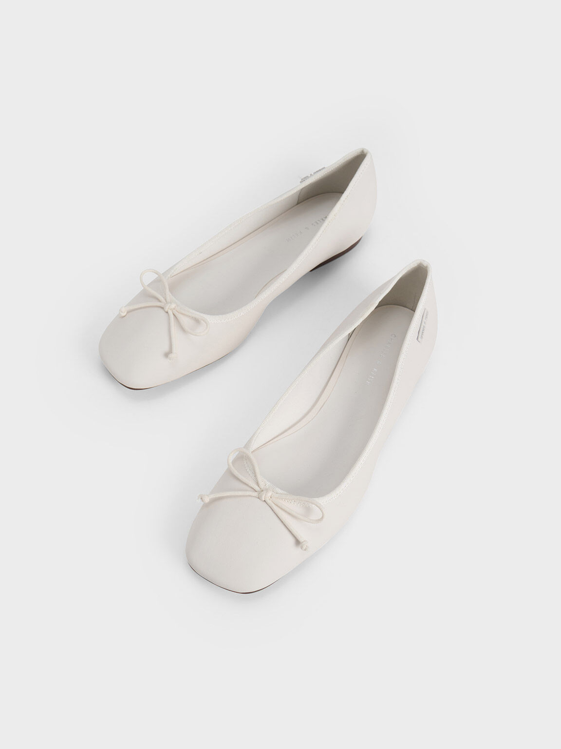 Colorichiari bow-detail twill ballerinas - White