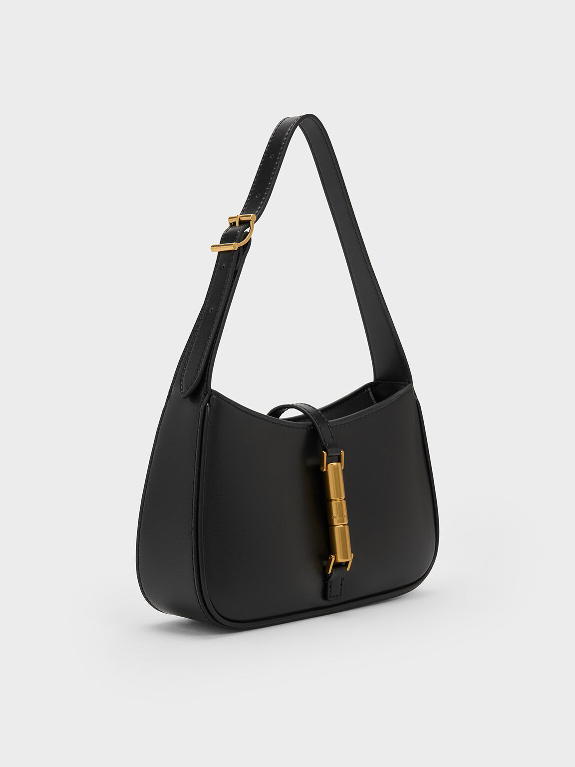 Black Cesia Metallic Accent Shoulder Bag - CHARLES & KEITH US