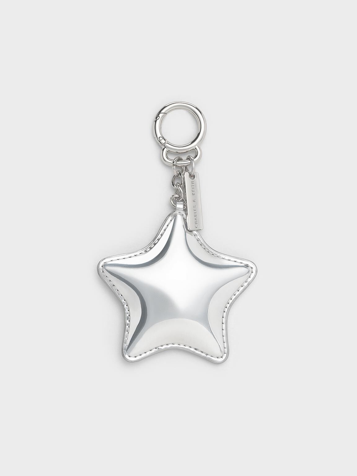 Metallic Star Mirror Charm, Silver, hi-res