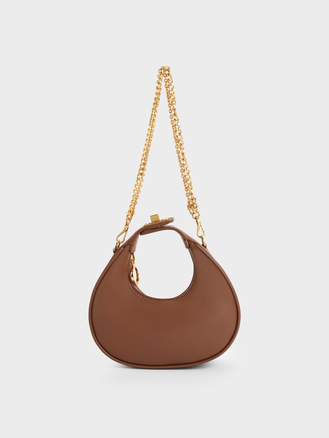 Brown Mini Crescent Hobo Bag - CHARLES & KEITH KR