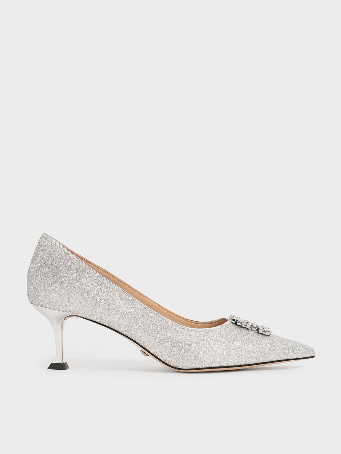 Silver Open-Toe Piper Kitten Heels For Women – Monrow Shoes