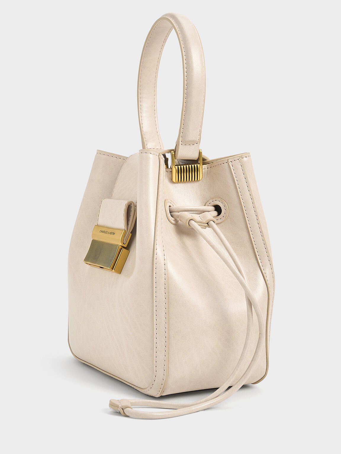 Charlot Elongated Bucket Bag, Oat, hi-res