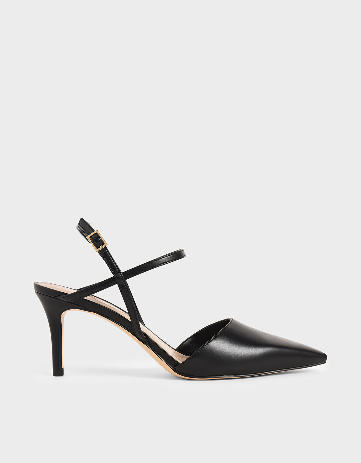 black strap court shoes
