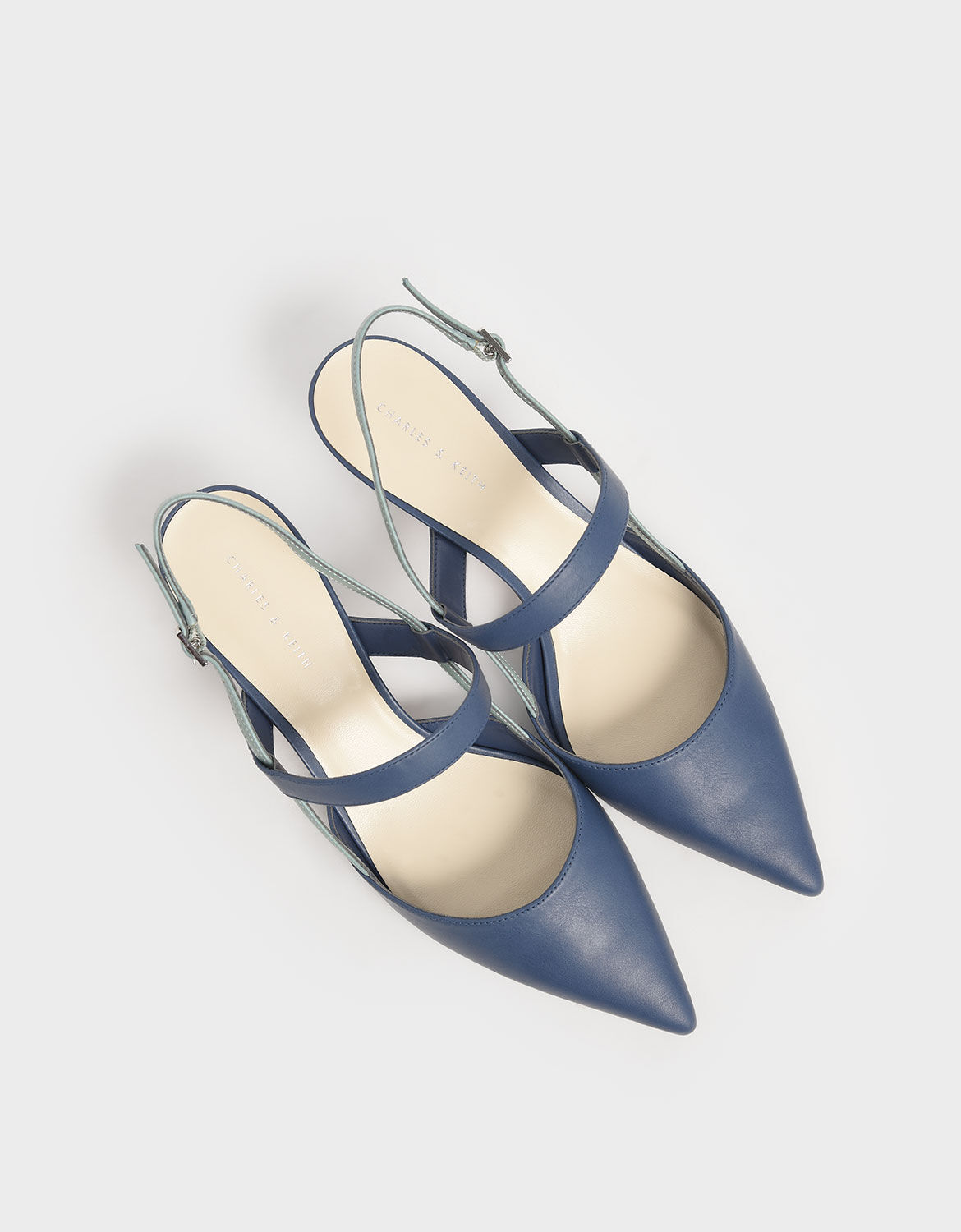 blue slingback kitten heels